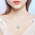 wholesale 925 Sterling Silver & Purple Crystal Heart Mother Son Necklace - Halloween/Christmas Gift-0-2