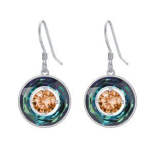 Sterling Silver Birthstone Crystal November Dangle and Drop Earrings-0