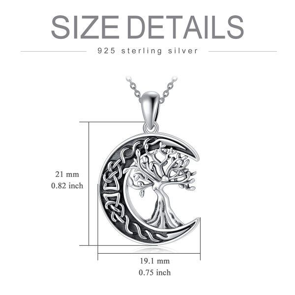 Sterling Silver Tree of life Moon Celtic Knot Pendant Necklace-15