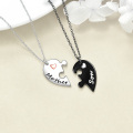wholesale 925 Sterling Silver Puzzle Heart Mother & Son Matching Necklaces Set Gifts for Mom and Daughter-0-3