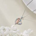 wholesale 925 Sterling Silver Rainbow Crystal Heart Mother & Child Pendant Necklace-0-3
