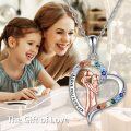 wholesale 925 Sterling Silver Rainbow Crystal Heart Mother & Child Pendant Necklace-0-5
