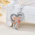 wholesale 925 Sterling Silver Rose Gold Plated Mom Heart Pendant Necklace with Cubic Zirconia s for Women-0-3