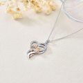 wholesale 925 Sterling Silver Rose Gold Plated Mom Heart Pendant Necklace with Cubic Zirconia s for Women-0-4