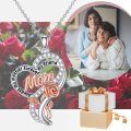 wholesale 925 Sterling Silver Rose Gold Plated Mom Heart Pendant Necklace with Cubic Zirconia s for Women-0-5