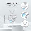 wholesale 925 Sterling Silver Moonstone Mom Heart Pendant Necklaces for Women Gifts-0-1