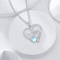 wholesale 925 Sterling Silver Moonstone Mom Heart Pendant Necklaces for Women Gifts-0-3