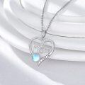 wholesale 925 Sterling Silver Moonstone Mom Heart Pendant Necklaces for Women Gifts-0-4