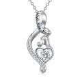 wholesale 925 Sterling Silver Love You Mom Heart Pendant Necklace for Mother Daughter Son Gifts-0-0