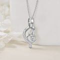 wholesale 925 Sterling Silver Love You Mom Heart Pendant Necklace for Mother Daughter Son Gifts-0-3