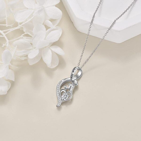 Sterling Silver Infinity Mother Child Pendant Necklace for Mom-4