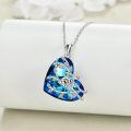 wholesale 925 Sterling Silver Blue Topaz Heart Crystal Koala Mother Daughter Pendant Necklace for Women and Moms-0-3
