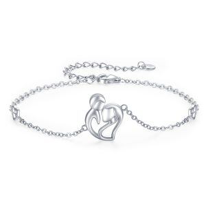 Sterling Silver Mother Child Chain Bracelets-0