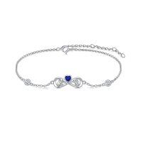 wholesale 925 Sterling Silver Blue Sapphire Elephant Infinity Heart Charm Bracelet for Women Mother's Day Gifts- Rhodium Plated