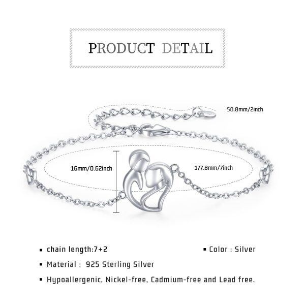 Sterling Silver Mother Child Chain Bracelets-1