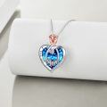 wholesale 925 Sterling Silver Blue Crystal Rose Heart Pendant Necklace Gifts for Mom Grandmother Wife Daughter-0-3