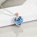 wholesale 925 Sterling Silver Blue Crystal Rose Heart Pendant Necklace Gifts for Mom Grandmother Wife Daughter-0-4