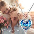 wholesale 925 Sterling Silver Blue Crystal Rose Heart Pendant Necklace Gifts for Mom Grandmother Wife Daughter-0-5