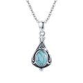 wholesale 925 Sterling Silver Teardrop Turquoise Celtic Knot Pendant Necklace for Women s-0-0