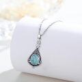 wholesale 925 Sterling Silver Teardrop Turquoise Celtic Knot Pendant Necklace for Women s-0-3