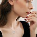 wholesale 925 Sterling Silver CZ Heart-Shaped Flower Pendant Necklace for Women - Mother's Day/Birthday/Wedding Gifts-0-3
