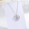 wholesale 925 Sterling Silver CZ Heart-Shaped Flower Pendant Necklace for Women - Mother's Day/Birthday/Wedding Gifts-0-4