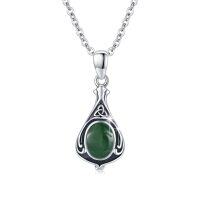 wholesale 925 Sterling Silver Teardrop Green Agate & Amethyst Charm Pendant Necklace Gift for Her- Oxidized/Oxidised