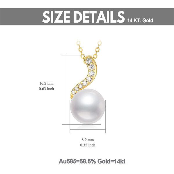 14K Solid Gold Single Pearl Pendant Necklace-1