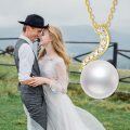 wholesale 14K Gold Pearl Necklace with Diamond Accent - Elegant Design for Women's Fashion Accessories-0-5
