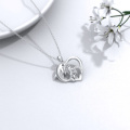 wholesale 925 Sterling Silver Heart-Shaped Dolphins with Cubic Zirconia Pendants Necklaces for Women-0-4