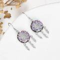 wholesale 925 Sterling Silver Crystal Dream Catcher Evil Eye Dangle Drop Earrings-0-3