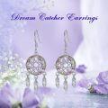 wholesale 925 Sterling Silver Crystal Dream Catcher Evil Eye Dangle Drop Earrings-0-5