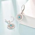 wholesale 925 Sterling Silver Compass Blue Stone Leverback Earrings for Women-0-4