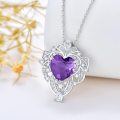 wholesale 925 Sterling Silver Heart-Shaped Pendant with Amethyst and Citrine Gems Necklace-0-3
