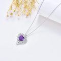 wholesale 925 Sterling Silver Heart-Shaped Pendant with Amethyst and Citrine Gems Necklace-0-4