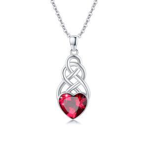 Sterling Silver Celtic Knot Crystal Pendant Necklace-0