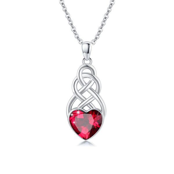 Sterling Silver Celtic Knot Crystal Pendant Necklace-0