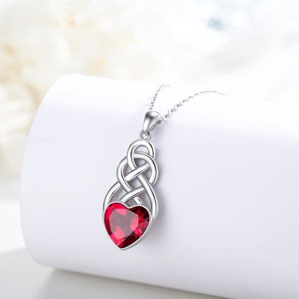 Sterling Silver Celtic Knot Crystal Pendant Necklace-4