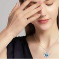 wholesale 925 Sterling Silver Blue Zirconia Heart Pendant Necklace with Engraved Message I love you to the moon and back for Women-0-4
