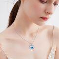 wholesale 925 Sterling Silver Blue Zirconia Heart Pendant Necklace with Engraved Message I love you to the moon and back for Women-0-5