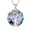 wholesale 925 Sterling Silver Blue Crystal Tree of Life Pendant Necklace for Women Mother's Day Gifts-0-3