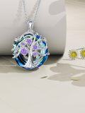 wholesale 925 Sterling Silver Blue Crystal Tree of Life Pendant Necklace for Women Mother's Day Gifts-0-4