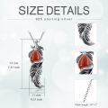 wholesale 925 Sterling Silver Carnelian Feather Pendant Necklace Boho Style Gemstone Jewelry for Women Gifts-0-1