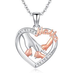 Sterling Silver Mama Pendant Necklace-0