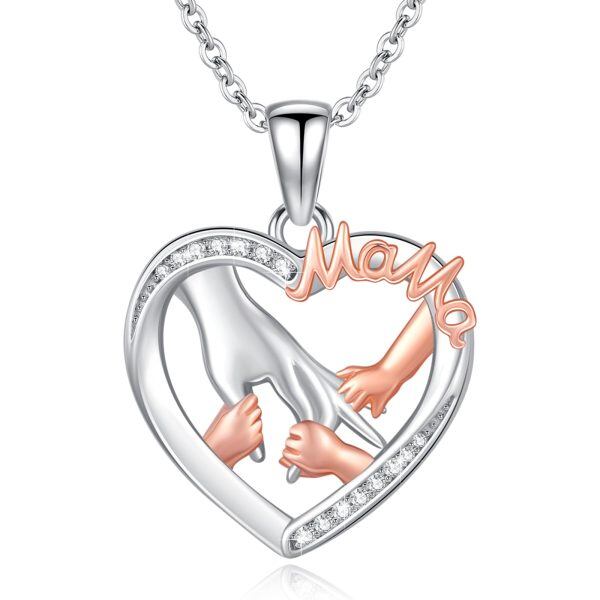 Sterling Silver Mama Pendant Necklace-0