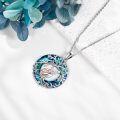 wholesale 925 Sterling Silver Blue Crystal Heart Tree of Life Pendant Necklace for Women's s-0-4