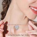 wholesale Sterling Silver Birthstone Angel Wings Necklace for Women Guardian Angel Pendant Anniversary Birthday Christmas Gifts - Rhodium Plated-0-9