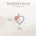 wholesale 925 Sterling Silver Rose Gold Carnation Flower Heart Pendant Necklace for Women-0-1