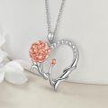 wholesale 925 Sterling Silver Rose Gold Carnation Flower Heart Pendant Necklace for Women-0-3