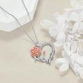 wholesale 925 Sterling Silver Rose Gold Carnation Flower Heart Pendant Necklace for Women-0-4